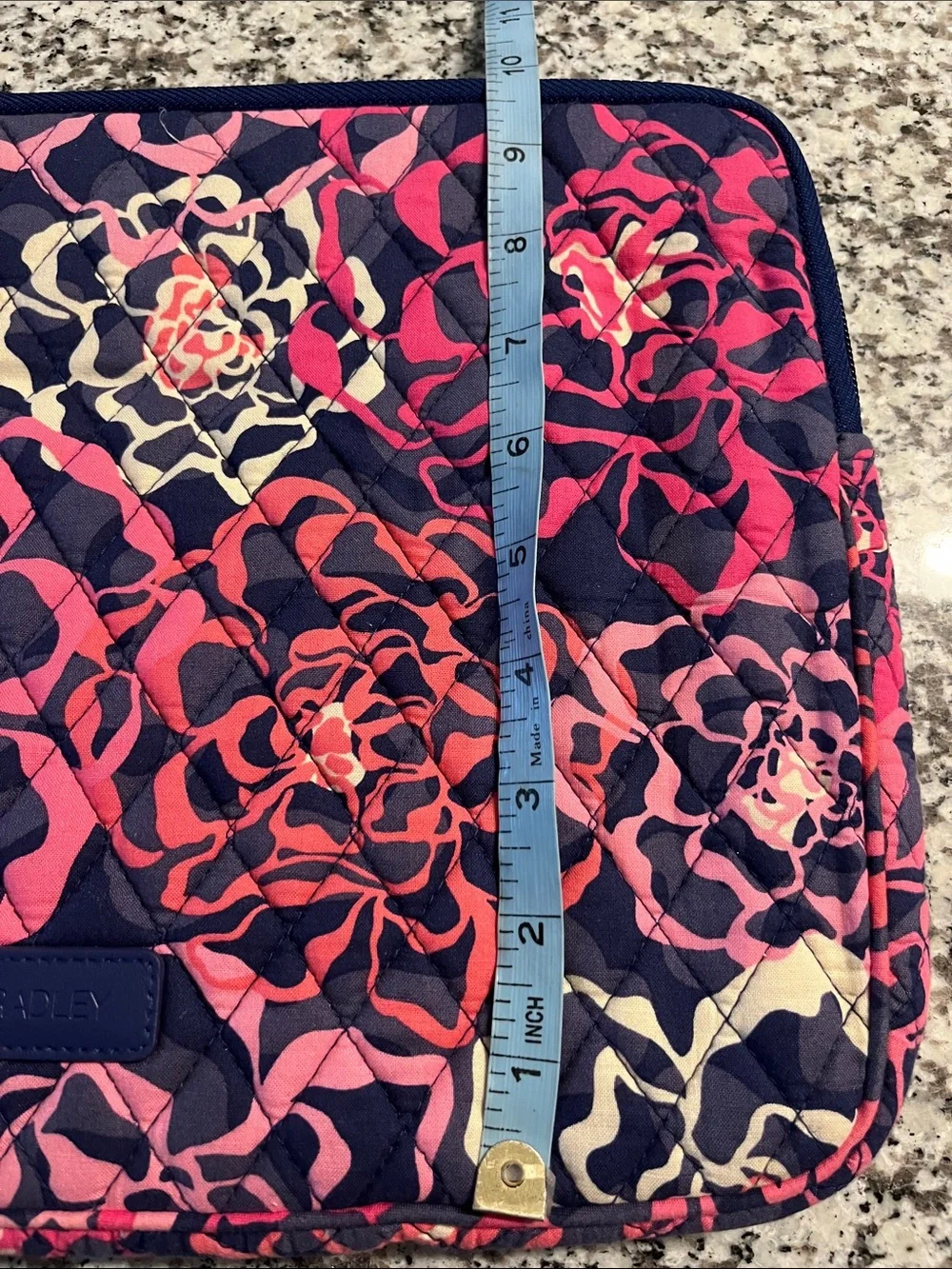 Vera Bradley Navy, Pink & Cream Quilted Floral Laptop/Tech Sleeve